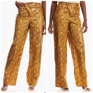 MISSGUIDED Yellow Snake Python Animal Printed Faux Leather High Waist Pants